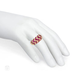 Bulgari gold and ruby zebra stripe ring