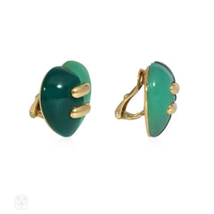 Bulgari gold, chrysoprase, and jasper heart earrings