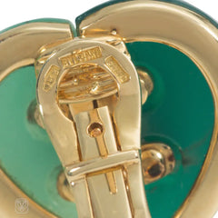 Bulgari gold, chrysoprase, and jasper heart earrings