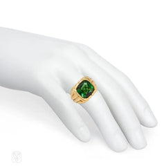 Bulgari green tourmaline and gold ring
