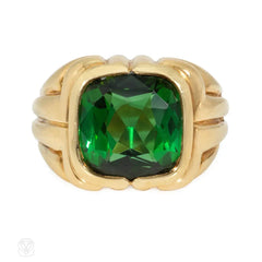 Bulgari green tourmaline and gold ring