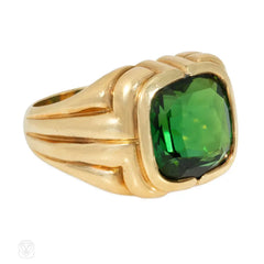 Bulgari green tourmaline and gold ring