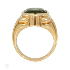 Bulgari green tourmaline and gold ring