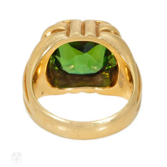 Bulgari green tourmaline and gold ring