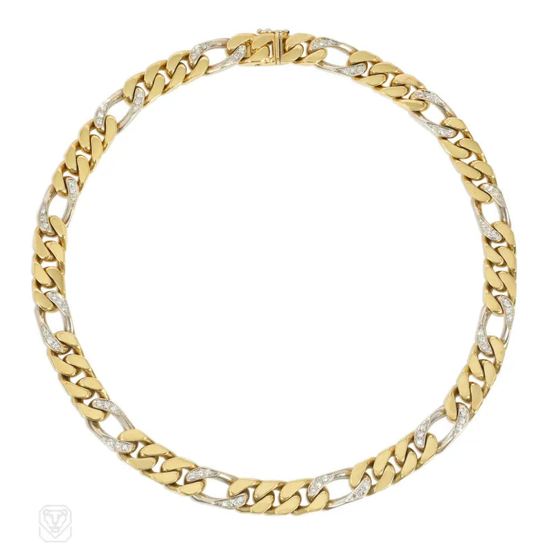 Bulgari Italy gold and diamond reversible necklace