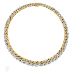 Bulgari reversible diamond and two-color gold curblink necklace