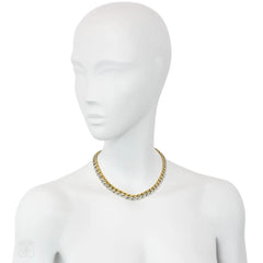 Bulgari reversible diamond and two-color gold curblink necklace
