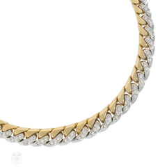 Bulgari reversible diamond and two-color gold curblink necklace