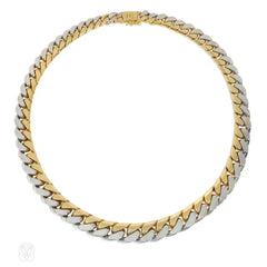 Bulgari reversible diamond and two-color gold curblink necklace
