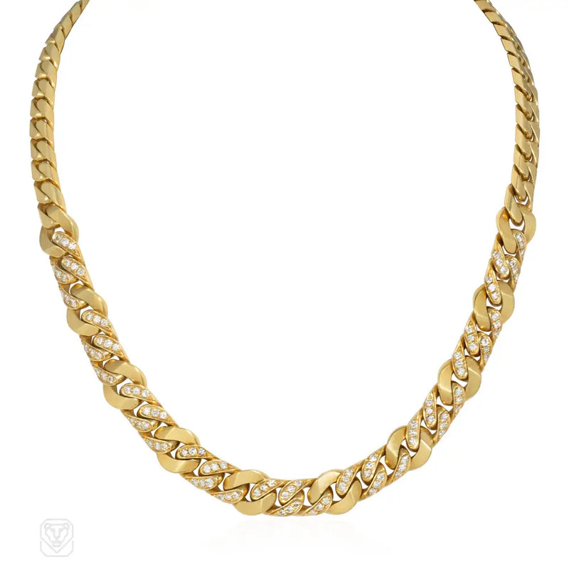 Bulgari reversible gold and diamond chain necklace fine necklaces
