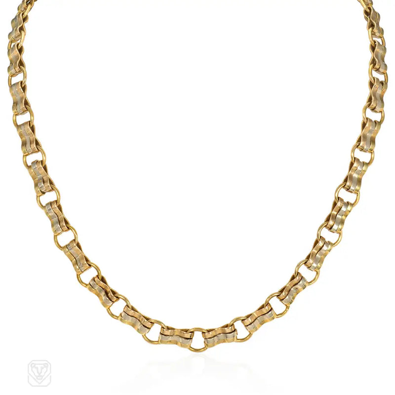 Bulgari Tri-color gold bicycle chain necklalce