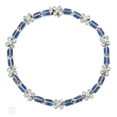 Calibre sapphire and diamond florette bracelet