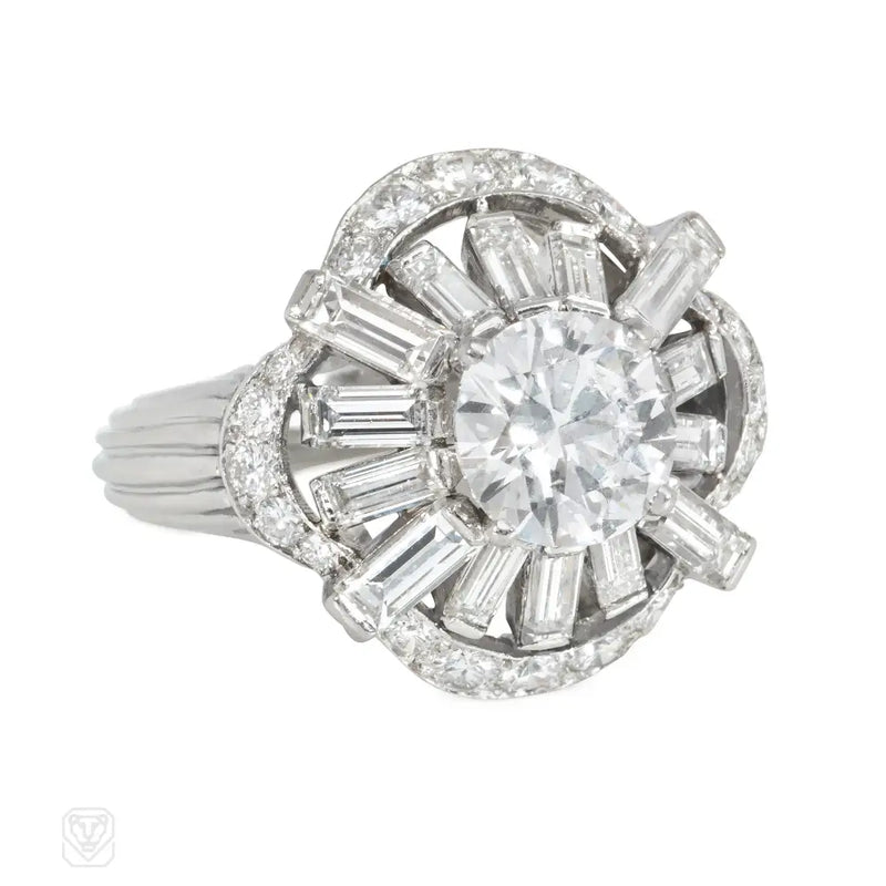 Cartier 1950S Diamond And Platinum Cluster Ring