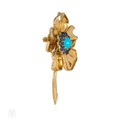Cartier 1960s sapphire and turquoise flower brooch