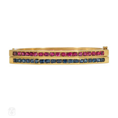 Cartier 1970s gold bangles in rubies and sapphires