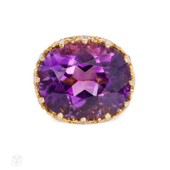 Cartier amethyst, gold, and diamond cocktail ring, France