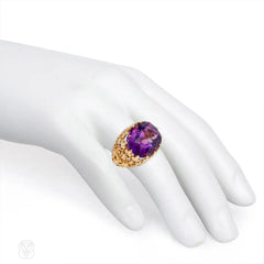 Cartier amethyst, gold, and diamond cocktail ring, France