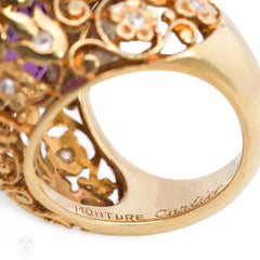 Cartier amethyst, gold, and diamond cocktail ring, France