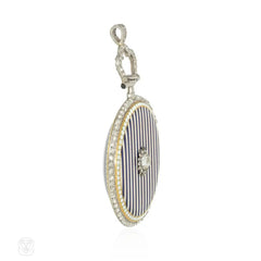 Cartier antique enamel and diamond pendant watch