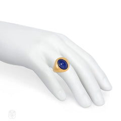 Cartier carved lapis scarab ring