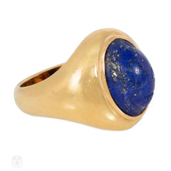 Cartier carved lapis scarab ring