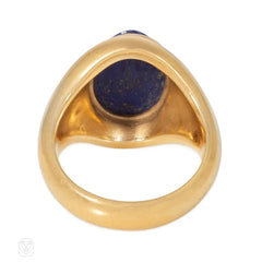 Cartier carved lapis scarab ring
