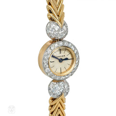 Cartier diamond and gold backwound wristwatch