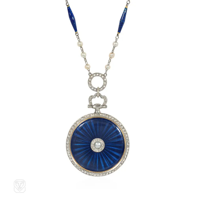 Cartier Edwardian Enamel Pendant Watch