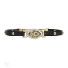Cartier, France "Amande" navette-shaped Art Deco watch