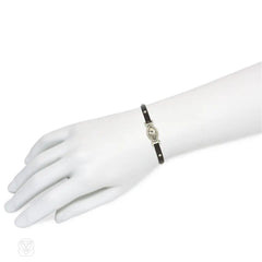 Cartier, France "Amande" navette-shaped Art Deco watch