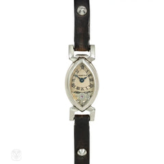 Cartier, France "Amande" navette-shaped Art Deco watch