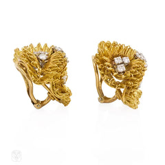 Cartier, France gold and diamond wirework earrings