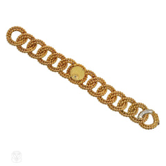 Cartier, France twisted gold curblink bracelet watch