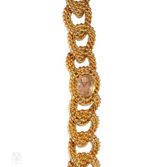 Cartier, France twisted gold curblink bracelet watch
