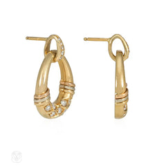 Cartier gold and diamond doorknocker earrings