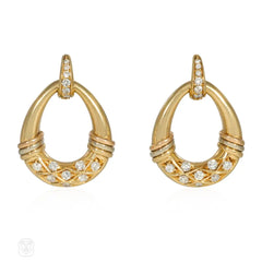 Cartier gold and diamond doorknocker earrings