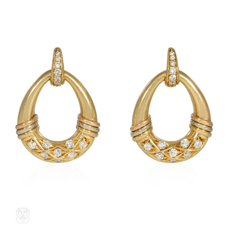 Cartier Gold And Diamond Doorknocker Earrings