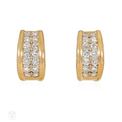 Cartier gold and diamond half hoop earrings