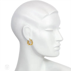Cartier gold and diamond hoop earrings