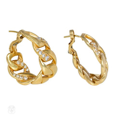 Cartier gold and diamond hoop earrings