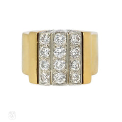 Cartier gold and diamond segment ring