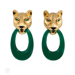 Cartier interchangeable doorknocker day-to-night onyx and gold hoop earrings