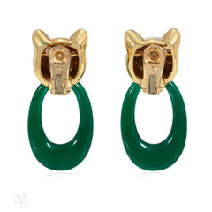 Cartier interchangeable doorknocker day-to-night onyx and gold hoop earrings