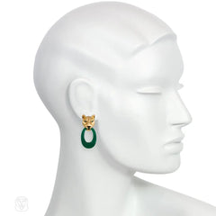 Cartier interchangeable doorknocker day-to-night onyx and gold hoop earrings