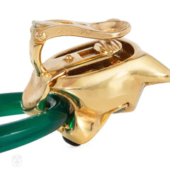 Cartier interchangeable doorknocker day-to-night onyx and gold hoop earrings