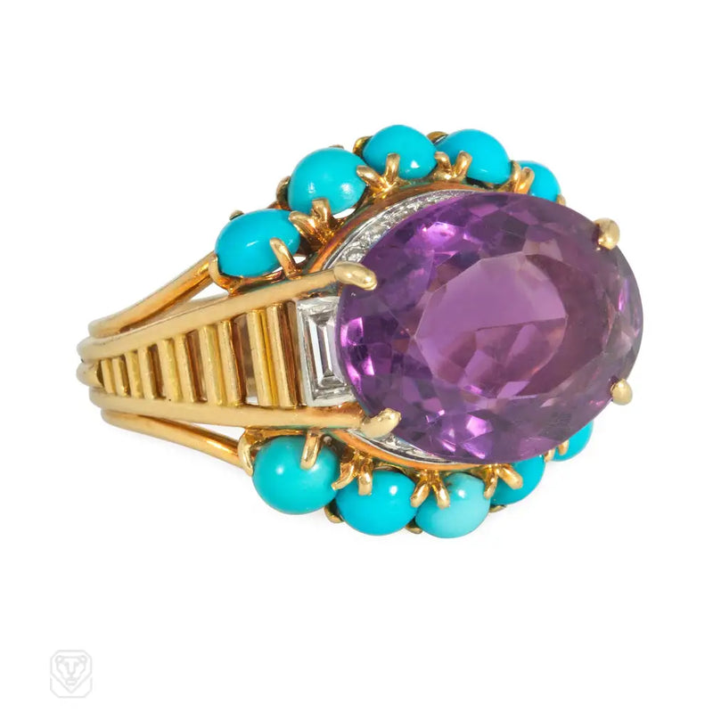 Cartier Paris 1950S Amethyst And Turquoise Ring