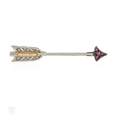 Cartier, Paris Art Deco amethyst and diamond arrow pin