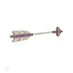 Cartier, Paris Art Deco amethyst and diamond arrow pin