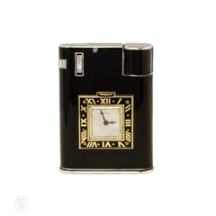 Cartier Paris Art Deco enamel clock lighter