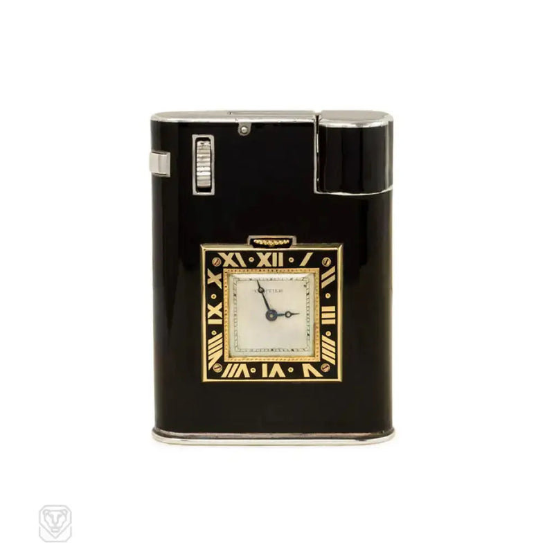 Cartier Paris Art Deco Enamel Clock Lighter